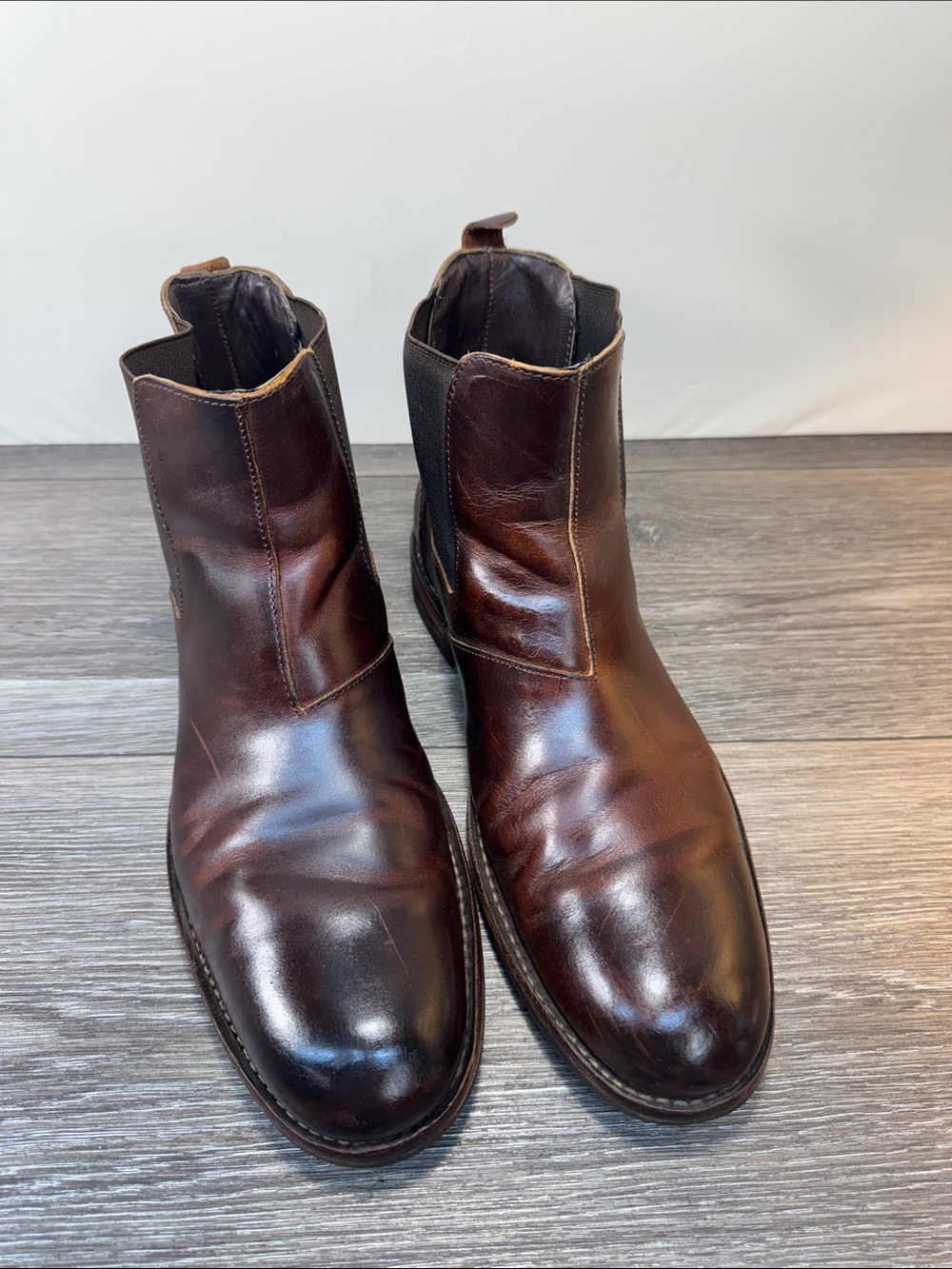 Men's Brown Leather Chelsea Boots Sz 9 (h42) - Picture 10 of 10